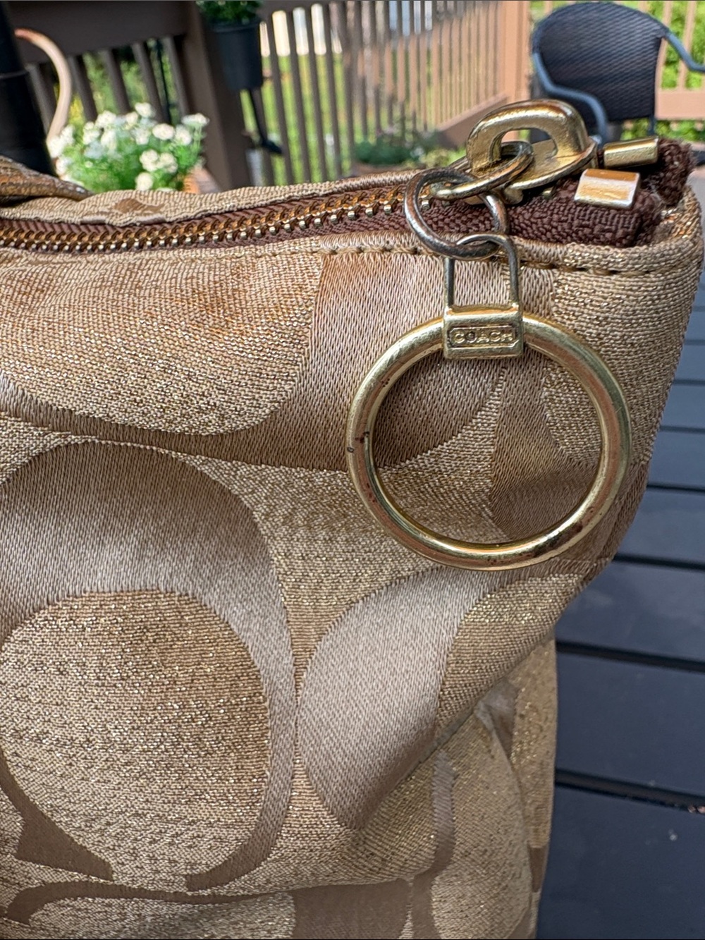 Coach Poppy Signature C Gold Lurex Tote - Picture 10 of 15